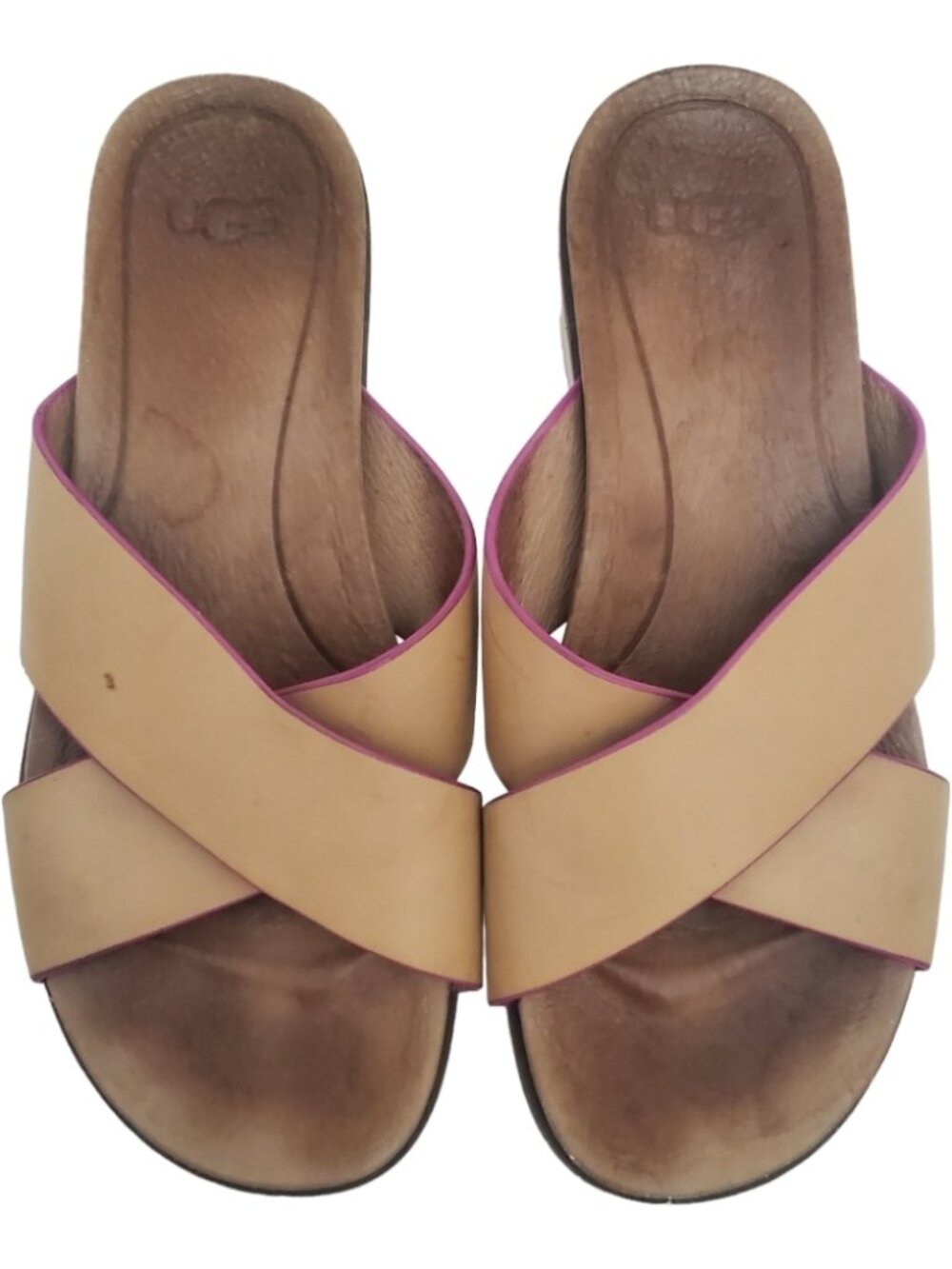 Ugg Women's Tan Sandals Size 6 Crisscross Straps Kari Slides